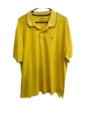 Izod XXL Mens Yellow Performance Short Sleeve Polo Shirt Retro Collegiate